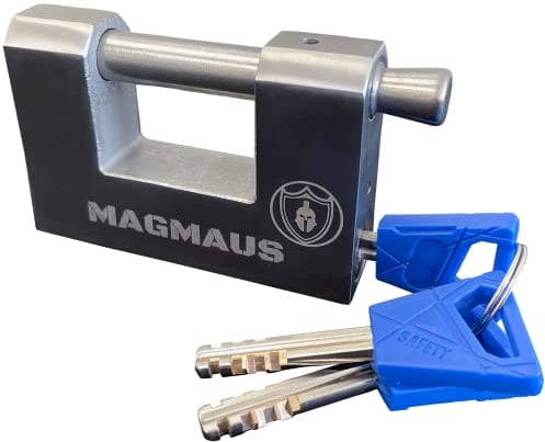 Magmaus® RTL/80, candado exterior resistente con 3 llaves (alta seguridad) (acero inoxidable): ideal para contenedor, caseta, cadena, puerta