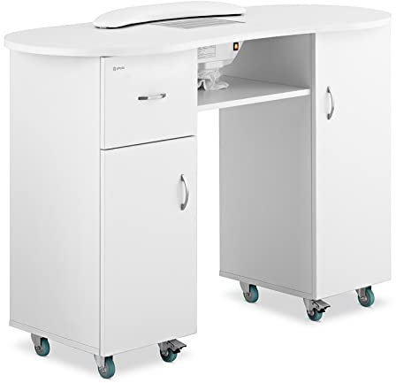 Physa Phy-MT-7 Nageltisch 1.200 x 503 x 803 mm 1 Weiß mit Staubabsaugung und HandablageManiküretisch Nagelstudio-Tisch Manikürtisch