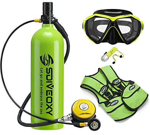 Kit de réservoir de plongée portable de 40 minutes, mini pompe de 2 L pour adulte avec étui rigide en aluminium et masque de plongée, pour exploration sous-marine, sauvetage d'urgence, 3 façons