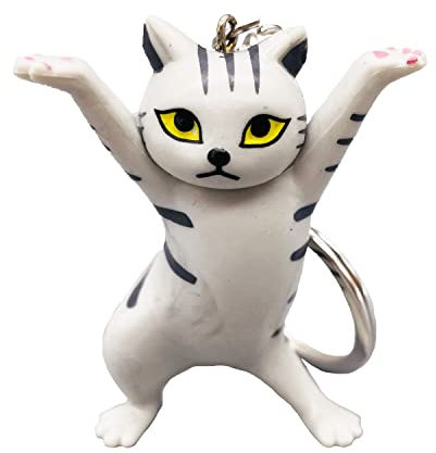 Shining crown Porte-clés en forme de chat, chat magique, gris, taille M, gris, M