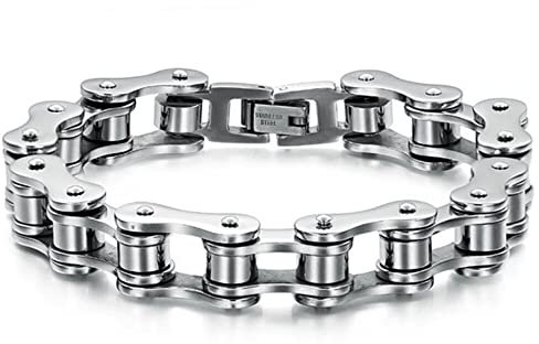 Braccialetto da uomo a forma di bicicletta, in acciaio inox, con catena a maglie intrecciate, bello e pratico, Acciaio inossidabile