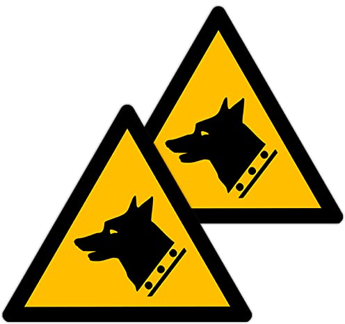 Becral - Pegatina Perro guardian/Señal Triángulo W013 homologado, ASR A1.3, DIN EN ISO 7010 poliéster Amarillo negro (150mm - 2 unidades)