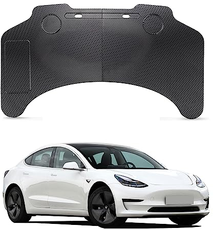 WingFly Kompatibel mit Tesla Model 3 Model Y Laptop Lenkrad Schreibtisch Tragbare Auto Tisch Auto Esstisch mit Getränkehalter Model 3 Model Y Zubehör Kohlefaser