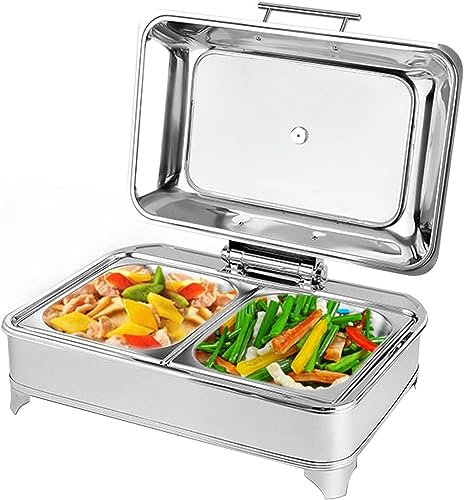 FLTRGO Scaldavivande Elettrico, 13L Chafing Dish da Tavolo, Contenitore Scalda-vivande Chafing Dish Elettrico per Mere Il Cibo Fresco e Delizioso