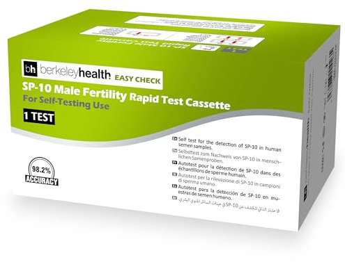 Berkeley Health Easy Check SP-10 Male Fertility Home Test Kit | Detect Acrosomal Protein SP-10 to Estimate Sperm Concentration in Semen | Fast & 98.2% Accurate | Easy to Follow Self Test Kit | 1 Test