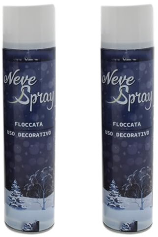 2 bombolette Neve Spray da 600 ml Decorazioni casa Albero di Natale addobbi Natalizi per innevare presepri vetri finestre