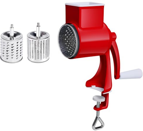 curfair Nussmühle aus Aluminiumlegierung, robuster Nussschleifer, Edelstahl, einfach zu bedienen, manuelle Kurbel, multifunktional, platzsparend, rot