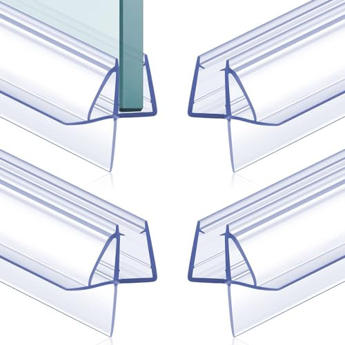 Frienda 4 Pcs Shower Door Bottom Seal 3/16 x 36'' Clear PVC Glass Door Sweep Shower Frameless Seal Strip for Replacement Stopping Leaks and Creating Water Barrier