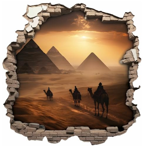 Samunshi® Wandtattoo Wandriss mit Pyramiden von Gizeh Ägypten Pharao Fenster in andere Welt Portal Wanddekoration Wandsticker für Kinderzimmer Wohnzimmer Wanddeko 50 x 50cm