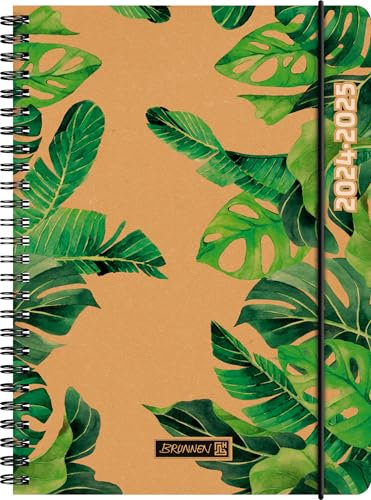 BRUNNEN Schülerkalender (2024/2025) „Jungle Leaves“, 2 Seiten = 1 Woche, A5, 208 Seiten