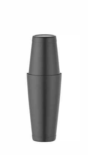 HENDI Shaker à cocktail, BarUp, shaker Boston Tin-on-Tin, utilisation universelle, 2 shakers lestés : 600ml, ø90x(H)140mm et 800ml, ø92x(H)174mm, acier inoxydable, noir