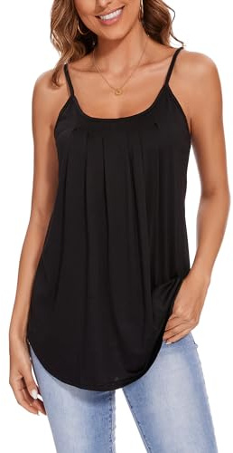 Asoodiy Summer Vest Top Womens Camisoles Sleeveless Tops, Black, XXL