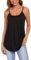 Asoodiy Summer Vest Top Womens Camisoles Sleeveless Top Ladies Tank Top Spaghetti Strap Swing Top Black XXL