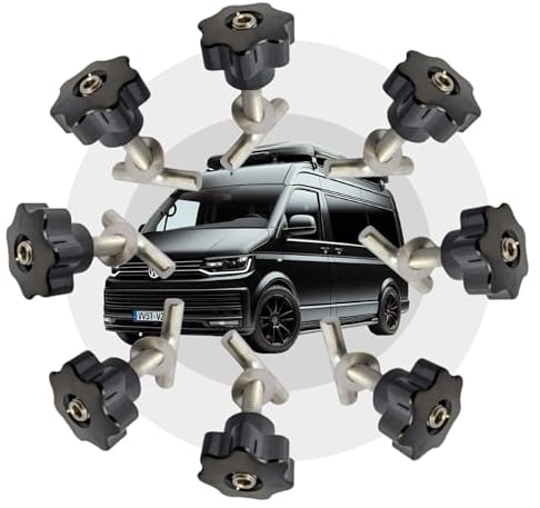 8X Schrauben + Muttern kompatibel mit VW Bulli Bus T5 T6 Multivan Set Zubehör Führungsschiene Schienenlast Sicherungsschrauben Transporter California Befestigungsschrauben Multiflexboard