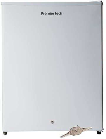 PremierTech PT-F60K Mini Frigo Bianco con Chiave 58 Litri Frigorifero da Hotel Ufficio Casa Classe Energetica E Libera Installazione Design Compatto Pratico per Ambienti Ristretti