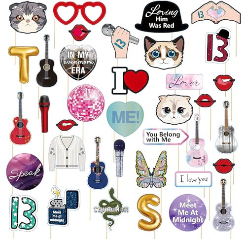 37 Stück Party Photo Booth Musikliebhaber Photo Booth Requisiten Musik Motto Party Dekorationen Fans Feier Party Supplies