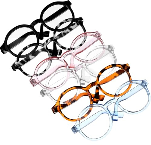 MOLUCKFU Puppenbrillen 6Er Set Mini Sonnenbrillen Für Puppenzubehör Runde Klare Kunststoffgläser Leichtes Accessoire Für Baumwollpuppen Und Plüschtiere
