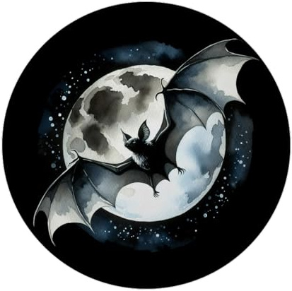 Fledermaus im Mondlicht Magnet mit Flaschenöffner rund fliegend im Nacht-Himmel beleuchtet Silhouette im Flug perfekt für die Nachtzeit und Halloween