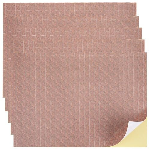 CRASPIRE 6 Hoja de Minicasa de Piedra Arenisca Roja Pared de Ladrillos Tablas de Piso Papel Tapiz Papel Tapiz Vintage En Miniatura Autoadhesivo 12.7x8.3 Pulgadas Calcomanías Adhesivas para Despegar
