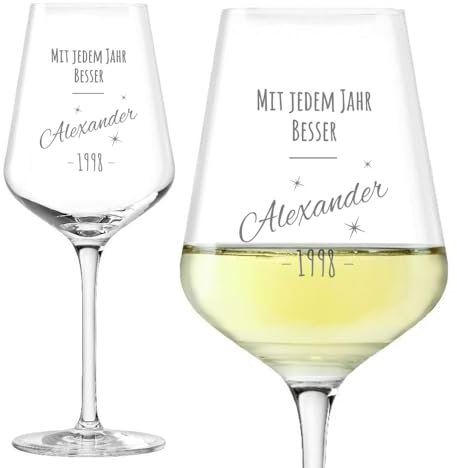 Personalisiertes graviertes Universalglas Geburtstag im Sterndesign, Name, Geburtsjahr, Text als Geschenk, Füllmenge 400ml, Größe 22cm, Aperol Spritz Glas – Ideal für besondere Momente
