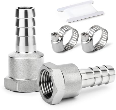 ERGAOBOY 2 piezas Racor de manguera, 25 MM Barb a 3/4 BSP rosca hembra, racor de manguera, acero inoxidable 304, el agua de compresión de accesorios, industrial