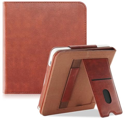 DINGGUAGUA Funda Compatible con BOOX Go Color 7 E-Reader, Carcasa con Soporte y Correa de Mano,Marrón