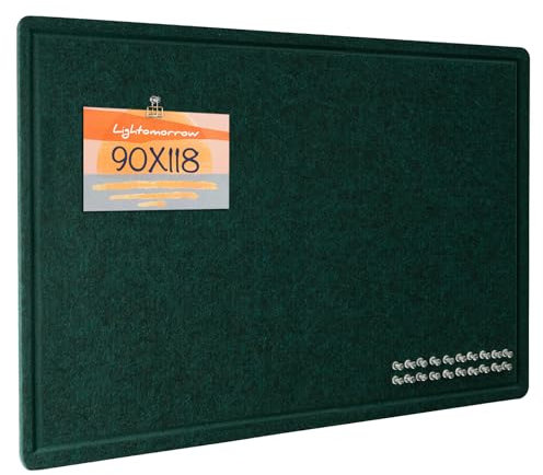 Große Pinnwand - 90 x 118 Zentimeter, dekorative Filz-Pinnwand für die Wand - faltbares Fotodisplay mit selbstklebendem Klebeband, inklusive 20 Pinnadeln - Dunkelgrün