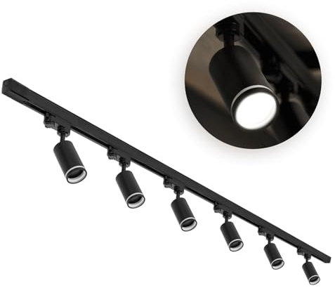 ekobi 3-Phasen-Schienen-Set NEXTRACK - Schienensystem Komplett-Set 6x GU10 LED-Lampe + 2m Schienenset Schwarz