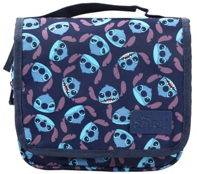 Disney Stitch Trousse de toilette pliable à suspendre Motif têtes de personnages Bleu 20,8 cm, Disney Stitch Heads Bleu, OSFA
