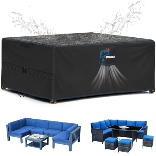 SIRUITON Gartenmöbel Abdeckung Wasserdicht 210x170x74cm,Stark 520D Oxford | Abdeckplane für Gartenmöbel,Schutzhülle für Gartenmöbel,Sofa,Loungemöbel,Rattanmöbel Möbelsets,UV-Beständig,Winddicht