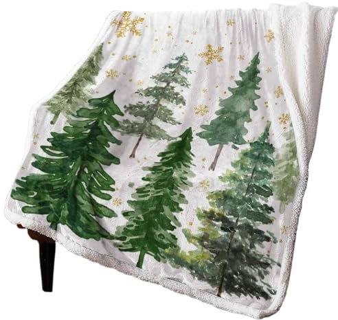 XGTEAHHC Kaschmirdecke mit Weihnachtsbaum, Weihnachtsmotiv, warm, Winter, weich, für Bett, Sofa, Wolldecke, Tagesdecke, 125 x 150 cm, Grün