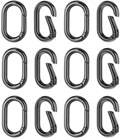12 Stück Oval Spring Karabinerhaken, Karabiner Edelstahl, Oval Ring Buckle, Metal Karabinerhaken Clip, für Taschen,Geldbörsen, Reisen, Wandern