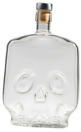 PRETYZOOM 700ml Skull Wine Bottle Whisky Decanter Vintage Storage Engraved Liquor Flask