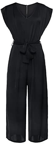 XUEJIANN Camisole Jumpsuit for Women Straight Pants Simple and Exquisite Design Sexy Mesh Jumpsuits for Women (Black, XL)