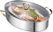 Pentola per pesce al vapore, ovale, teglia multiuso, con piatto di pesce al vapore, coperchio, ripiano per pesce al vapore, manico dorato