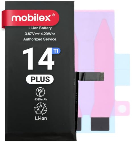 MOBILEX® Batteria per iPhone 14 Plus | 4325mAh - OEM | Ricambio interno con adesivo | Chip TI | Capacità originale