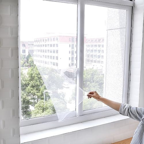 Qcwwy Self Adhesive Window Screen Netting Mesh Curtain, Preventing, Transparent Design, Easy Installation for Living Environment, Cool Summer