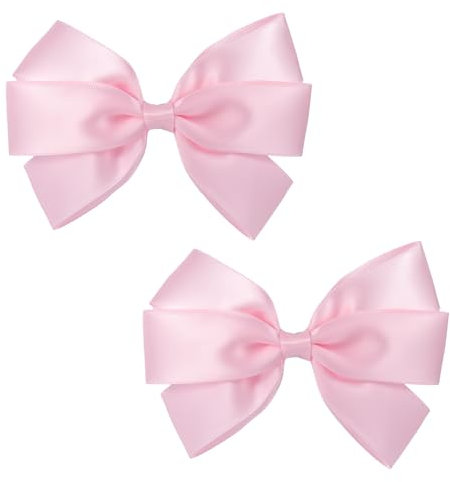 BOXOB 2pcs Barrettes à Cheveux Roses pour Femmes et Filles, 11,5cm Nœuds Cheveux avec Pinces Crocodiles Accessoire de Coiffure Raffiné pour Tout-Petits Enfants et Adolescents