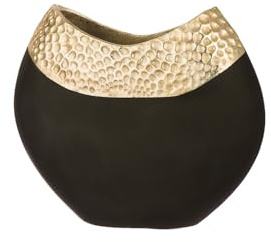 Casablanca Vase Imperium aus Aluminium - Gold-schwarz - Höhe 23cm - Dekovase