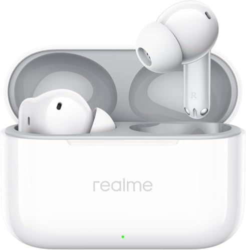 realme buds T200 True Wireless In-Ear Bluetooth Headphones | Bluetooth 5.4 LDAC, 32dB ANC, 50h riproduzione, Assistente vocale, Driver bassi dinamici 12,4mm, IP55, White