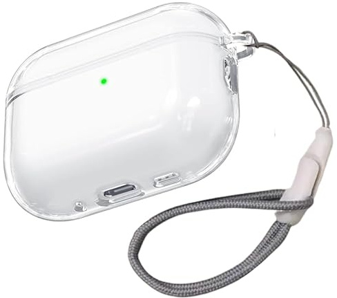 MouyouGlow Durchsichtig AirPods Pro 3 Hülle 2025,Transparente Case für Apple AirPods Pro 3rd Generation TPC Schutzhülle mit Lanyard,Stoßfeste LED Sichtbar Kabelloses Laden Cover für iPods Pro 3-Clear