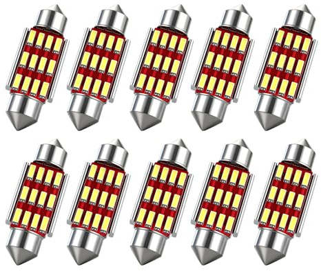 Wxeadu 10 Stück 36mm LED 12V Soffitte, Weiße Glühbirnen für Innen, Gartenbeleuchtung