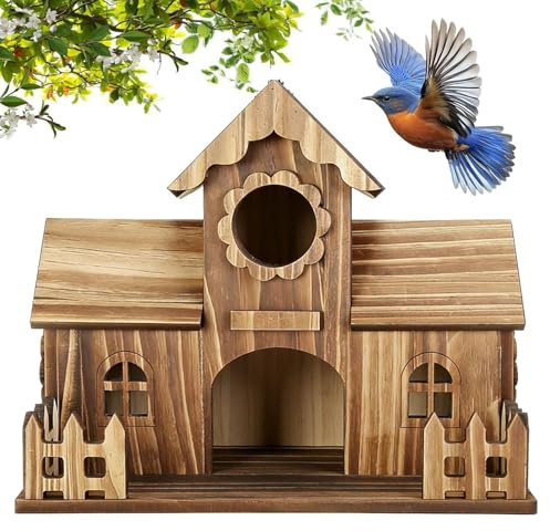 Casa para Pájaro Azul Decoración rústica de Madera Natural