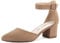 Greatonu Escarpins pour Femme avec Bride de Cheville et Talon Bloc Bout Pointu, Beige,EU 41
