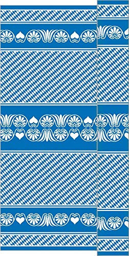 Sovie HORECA Tischdeckenrolle Bavaria in Blau aus Linclass® Airlaid, 120 cm x 25 m, 1 Stück – Blau-weißes Rautendesign mit Ornamentbordüre – Ideal für Oktoberfest & bayrische Feste