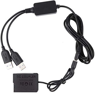 DMW-DCC8 Batterie Dummy Coupleur, DMW-AC8 Double USB Chargeur Adaptateur Caméra Kit pour DMW-BLC12, Panasonic Lumix DMC-FZ200, DMC-FZ1000, DMC-FZ2000, DMC-G5, DMC-G6, DMC-G7, DMC -GX8 Plus de Caméras