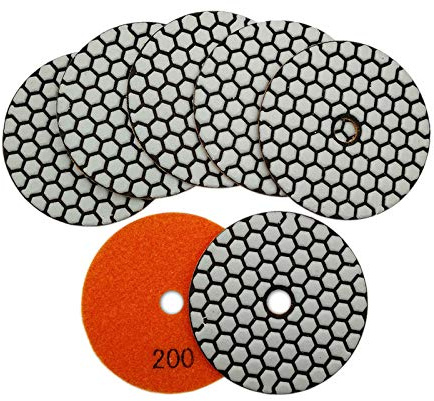 SHDIATOOL Trocken Diamant Polierscheibe 7 Stk Körnung 200 für Marmor 100MM | Diamant Schleifpad Diamant Polierpad für Granit Stein Marmor 4 Zoll #200