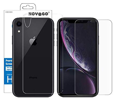 NOVAGO Compatible avec iPhone XR - 2 Films protection en verre trempé résistant (1 avant + 1 arrière)