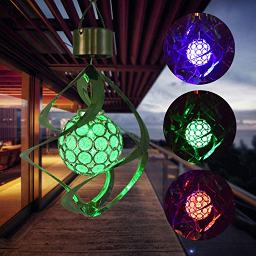 OSALADI 2 Stücke Solar Windspiel LED Farbwechsel Hängende Licht Dekorative Solarbetriebene LED Wind Spinner Licht für Outdoor Garten Hof Rasen Balkon (Silber)