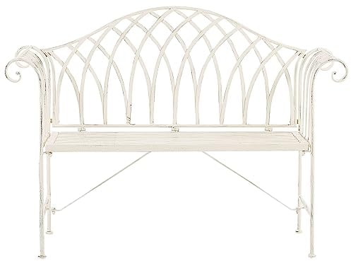 Gartenbank Metall Weiß 130 cm romantischer Stil Milazzo